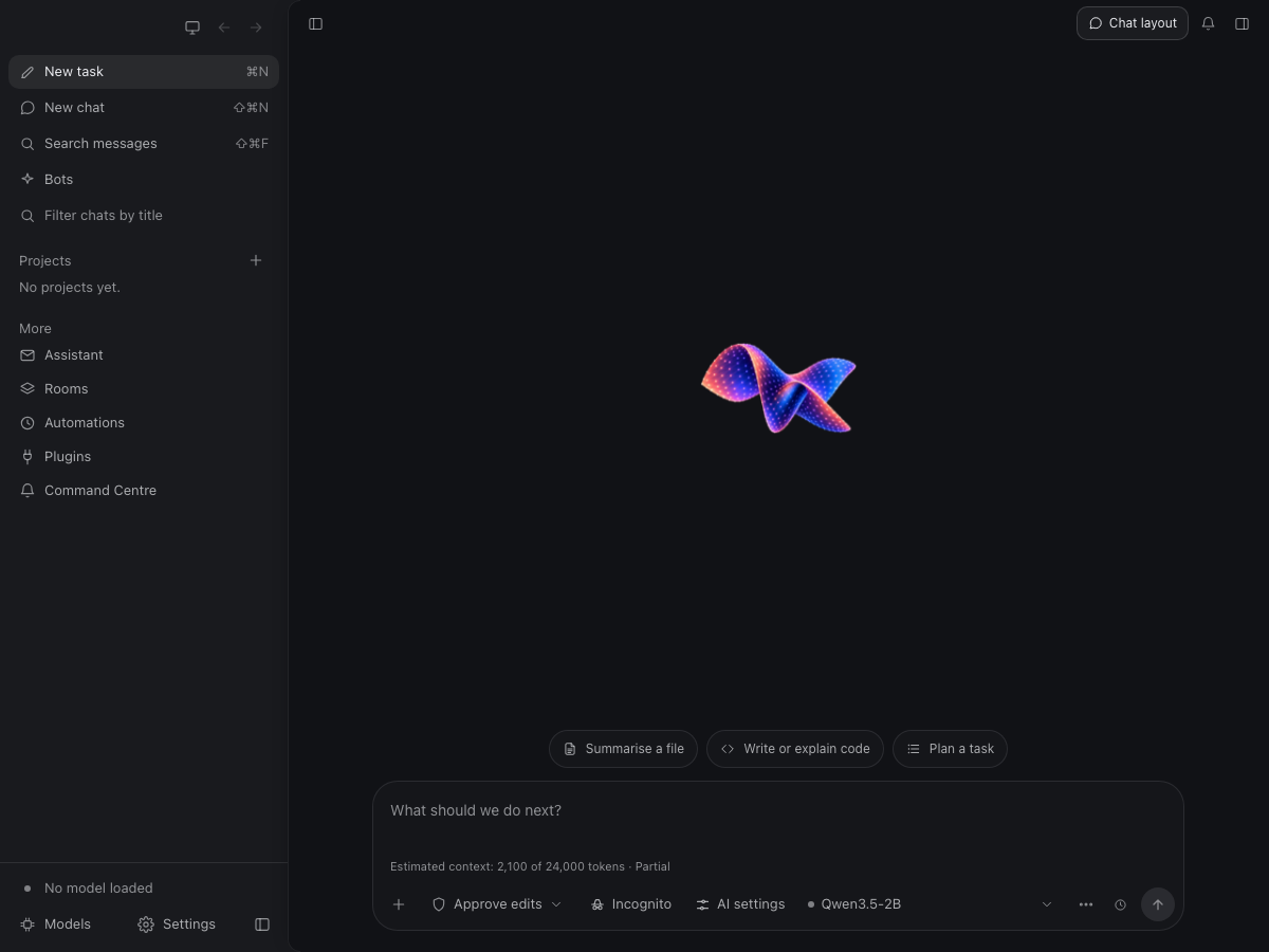 Full: Complete workspace in the TensorFold beta 8 app, using example data.